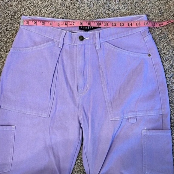 NEW Urban Outfitters Lioness Miami Vice Cargo Lilac Purple Denim Pants Jeans L 8 - Picture 11 of 16